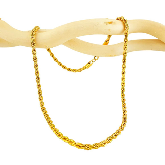 IMANI Rope Choker Diamond Cut 18K Gold Plated Necklace - Picture 1 of 11
